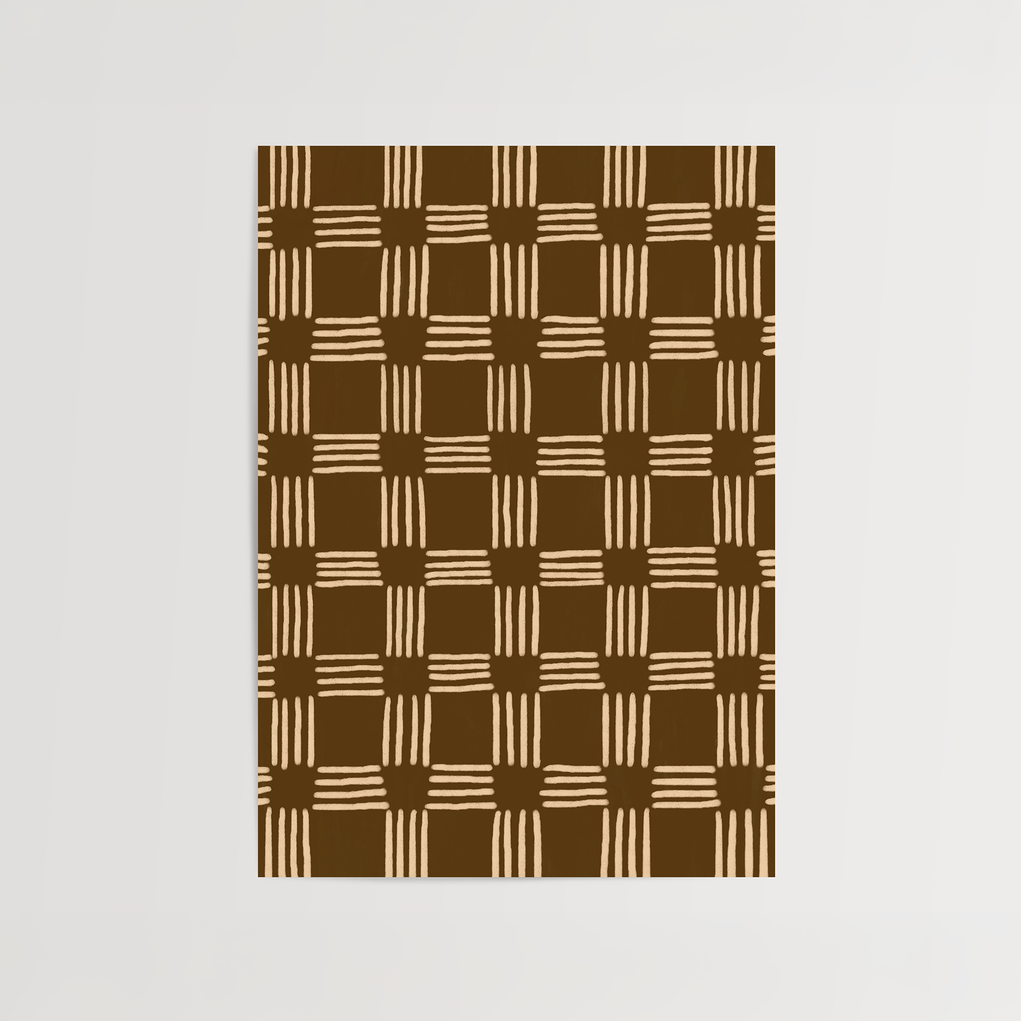 Brown Minimalist Lines Pattern Print