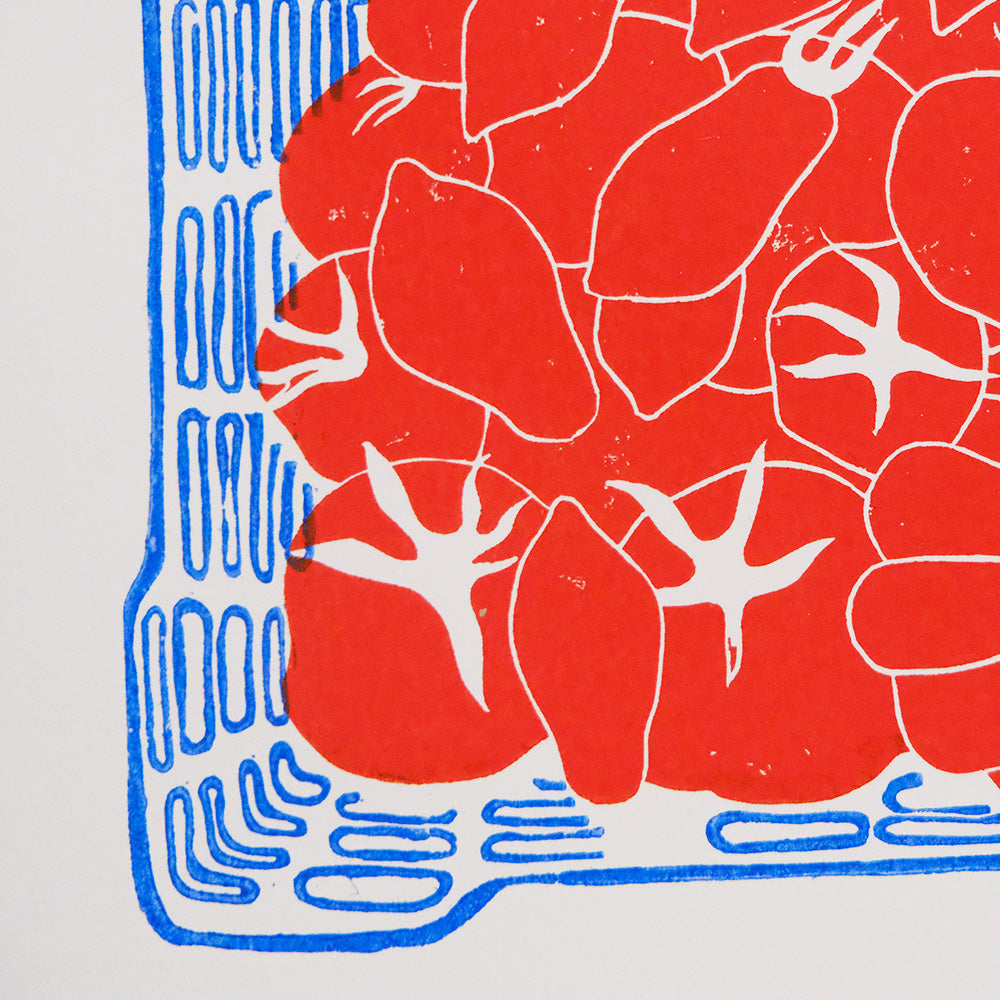 Roșii în Lădiță - Linocut Original - Adelina Petcan