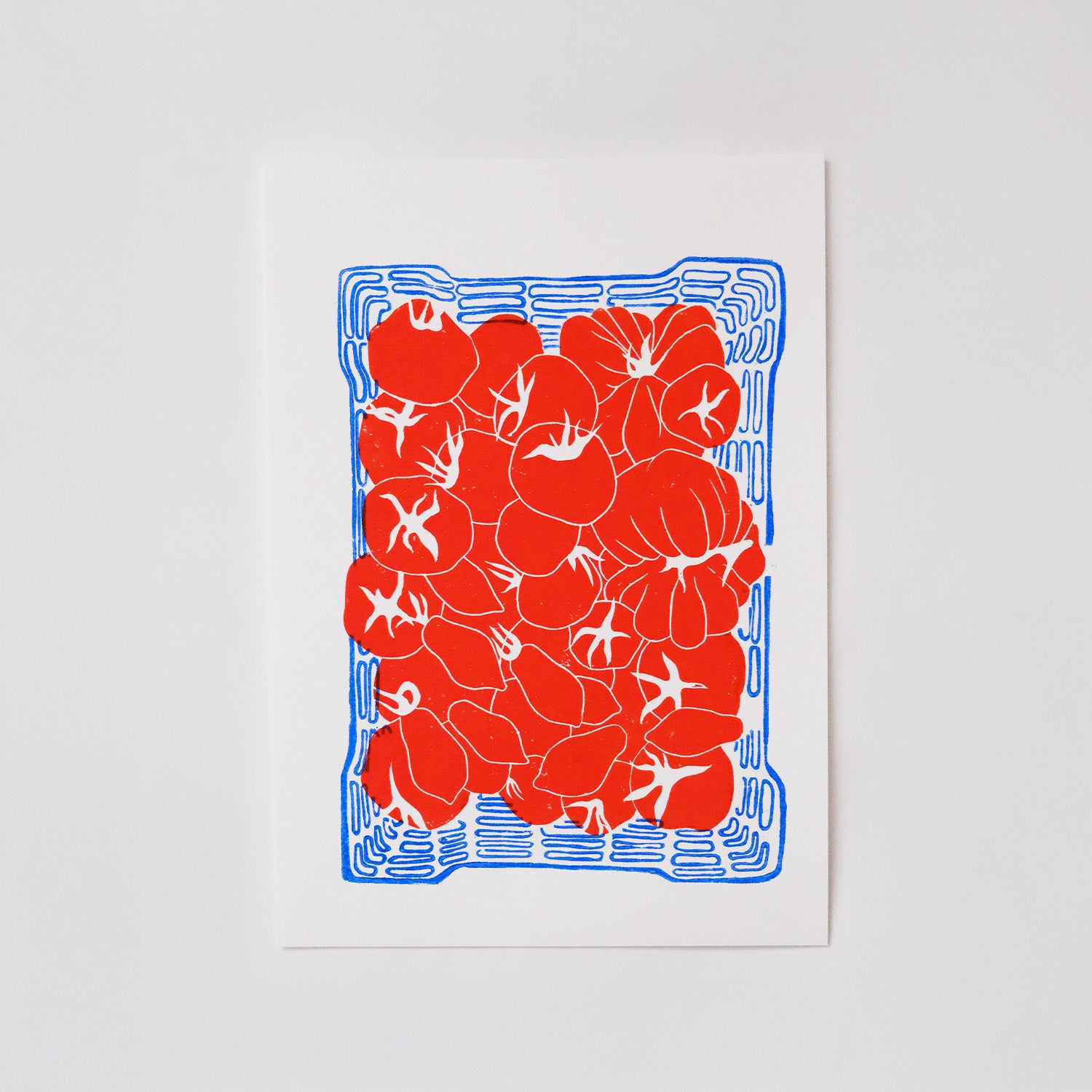 Roșii în Lădiță - Linocut Original - Adelina Petcan