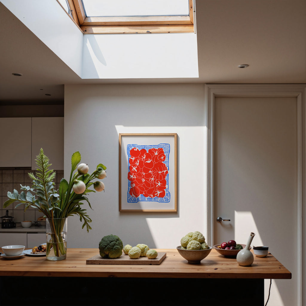 Roșii în Lădiță - Linocut Original - Adelina Petcan