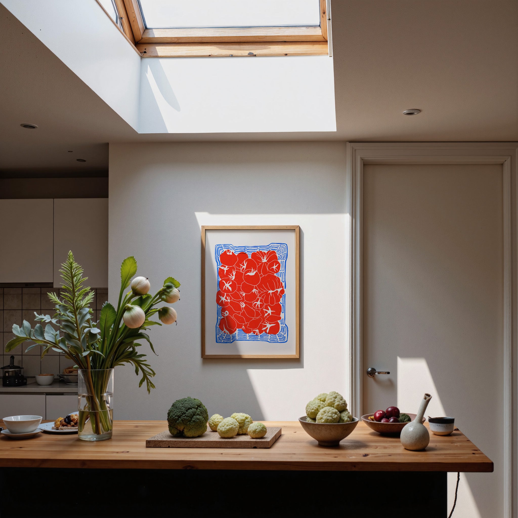 Roșii în Lădiță - Linocut Original - Adelina Petcan